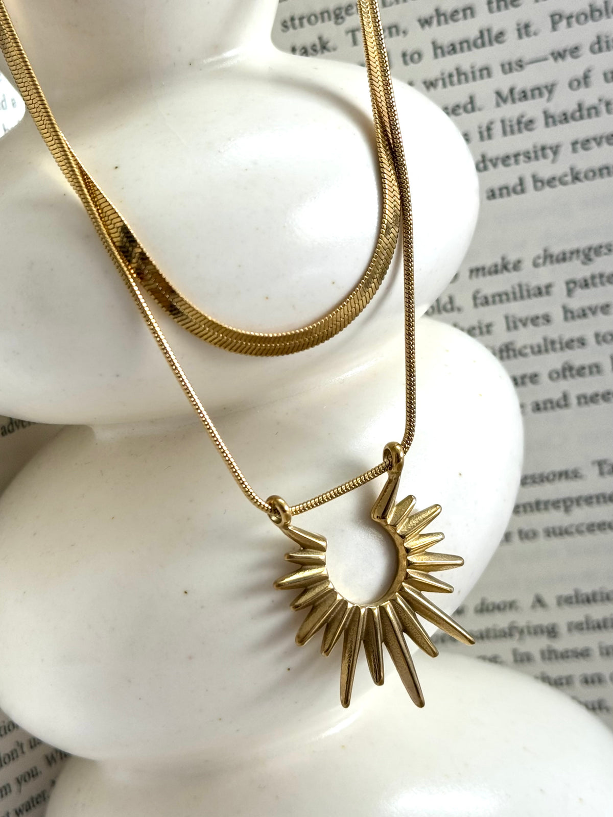 Antitarnish Layered Sun Necklace