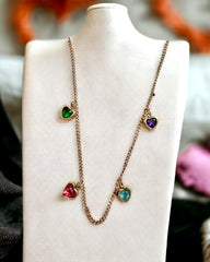 Rose Gold Multicolour Heart Antitarnish Necklace