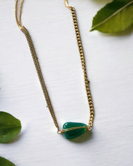 Chunky Green Stone Antitarnish Necklace