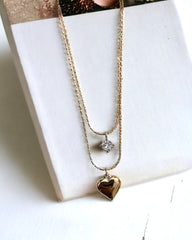 Rose Gold Heart & Diamond Layered Antitarnish Necklace