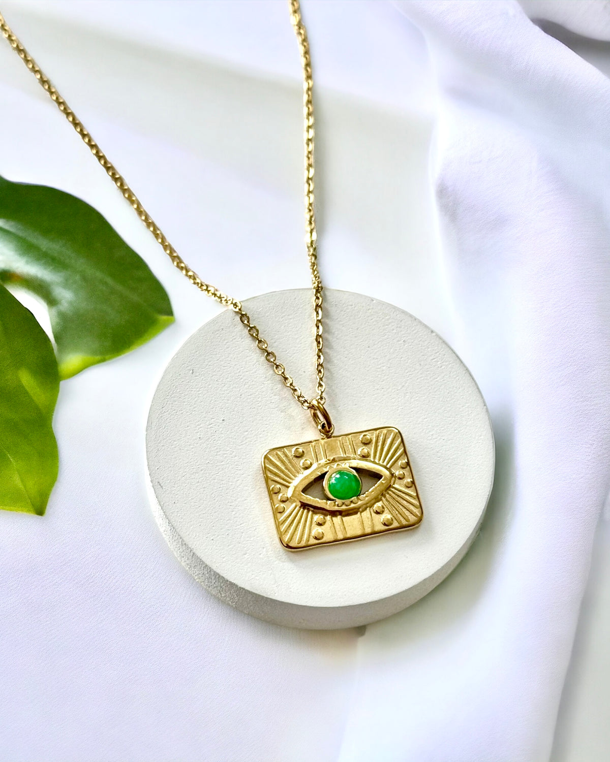 Vintage Green Evil Eye Antitarnish Necklace