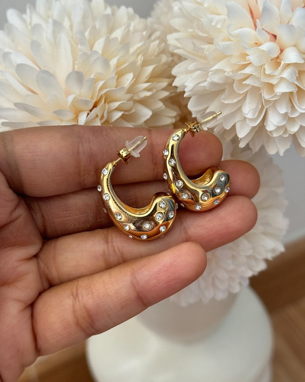 Alia Diamond Studded Gold Hoops✨