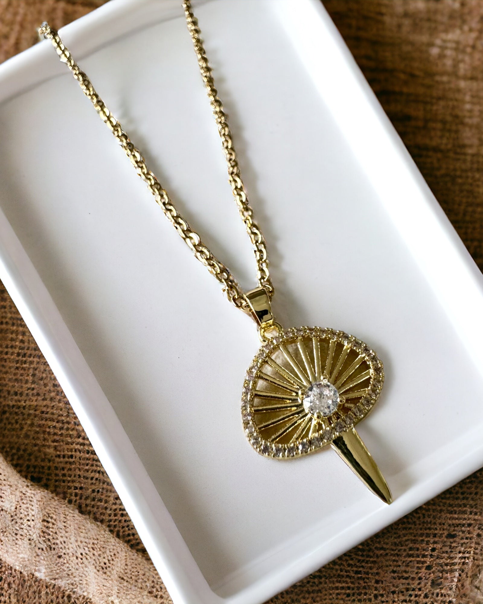 Vintage 18K Gold Plated Mushroom Necklace