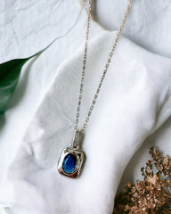 Vintage Silver Blue Stone Antitarnish Necklace