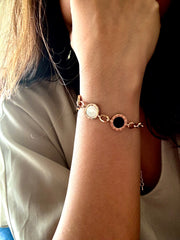 White & Black Rose Gold Roman Antitarnish Bracelet