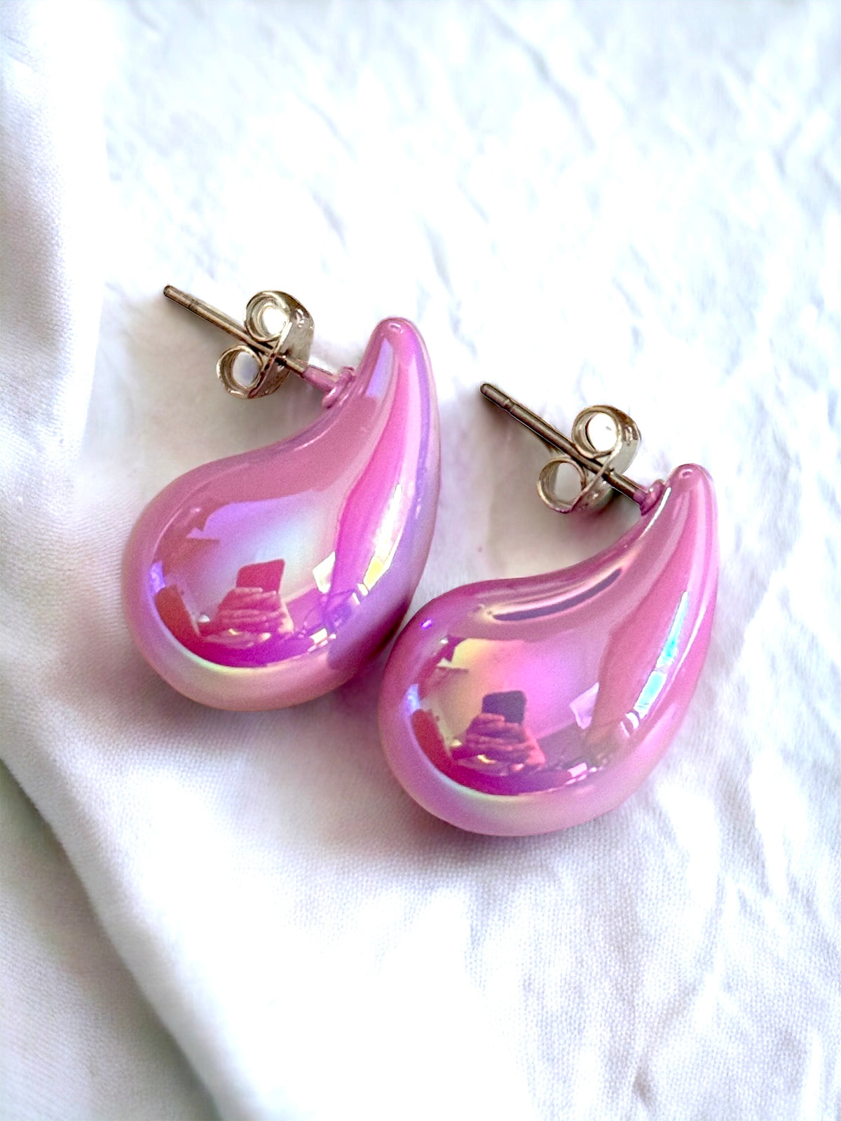 Pink Tear Drop Earrings