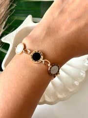 White & Black Rose Gold Roman Antitarnish Bracelet