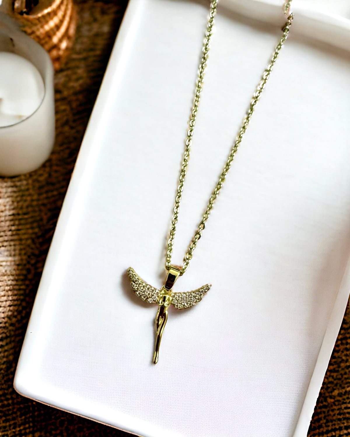 Vintage 18K Gold Plated Angel Antitarnish Necklace