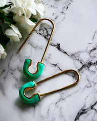 Blue Antitarnish Safety Pin Earrings