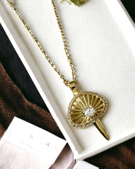 Vintage 18K Gold Plated Mushroom Necklace