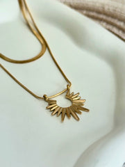 Antitarnish Layered Sun Necklace