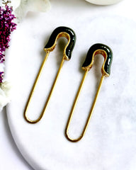 Antitarnish Black Safety Pin Earrings