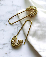 Daimond Studded Antitarnish Safety Pin Earrings