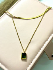 Green Emerald Layered Antitarnish Necklace