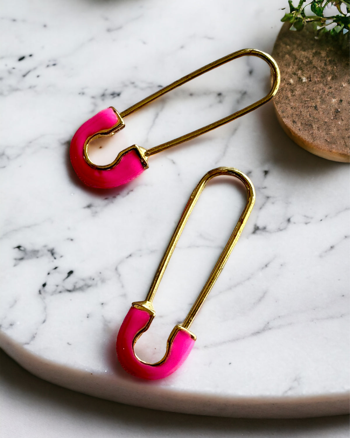 Pink Antitarnish Safety Pin Earrings