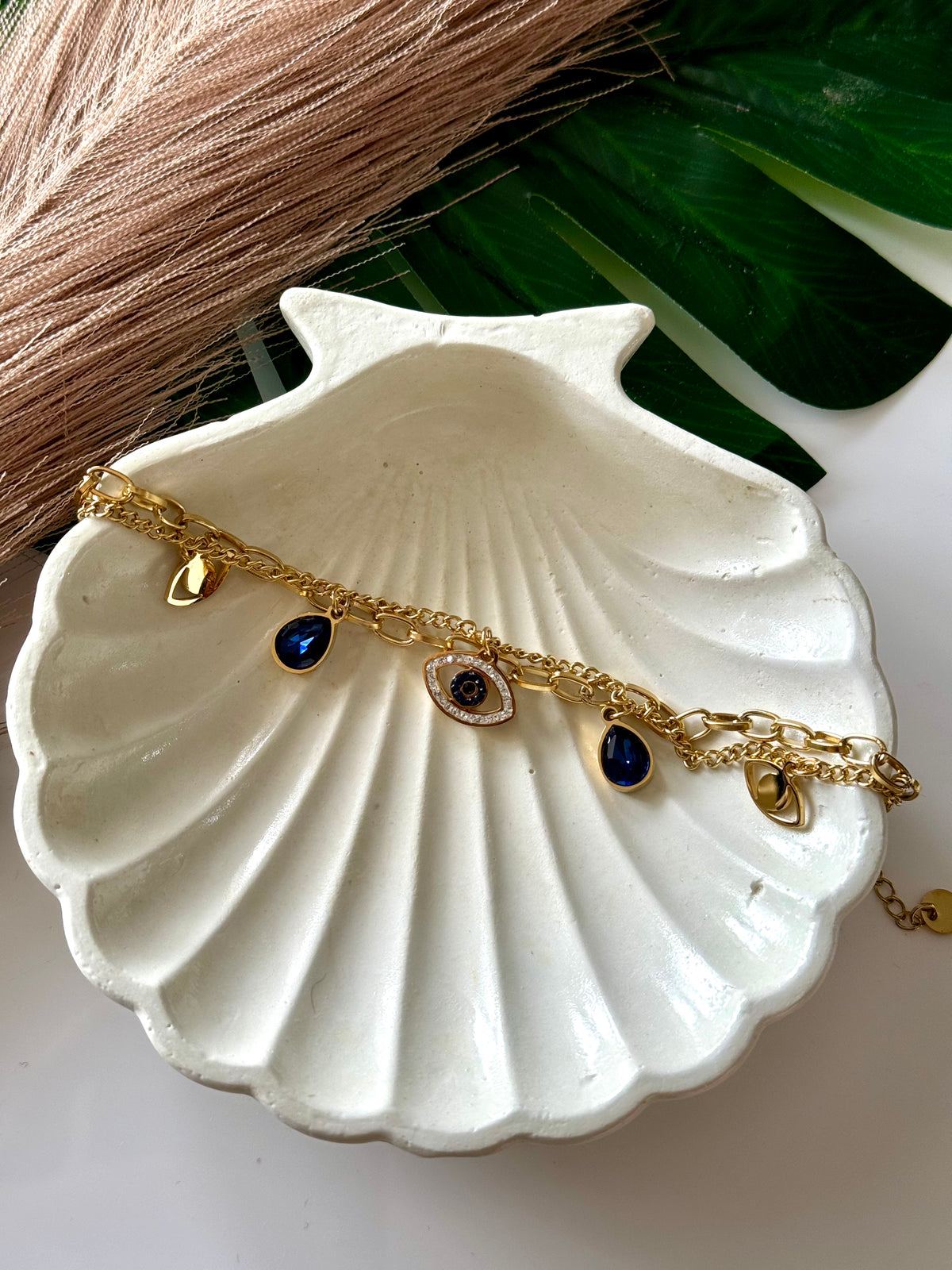 Double Layered Evil Eye 18K Gold Plated Antitarnish Bracelet