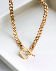 Chunky Square Lock Antitarnish Necklace