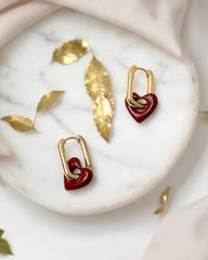 Antitarnish Dual Heart Earrings