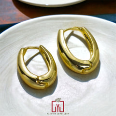 Oval 18K Gold Plated Antitarnish Hoops