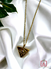 18K Gold Plated Antitarnish Triangular Evil Eye Necklace hi